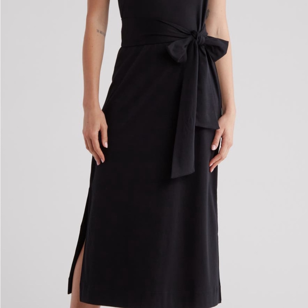 VINCE Belted Pima Cotton Midi Dress  NWT